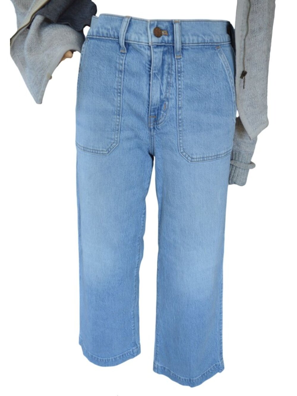 J.Crew Factory Wide Leg Crop Light Blue Denim Jeans Women's Size 25 Preppy Boho